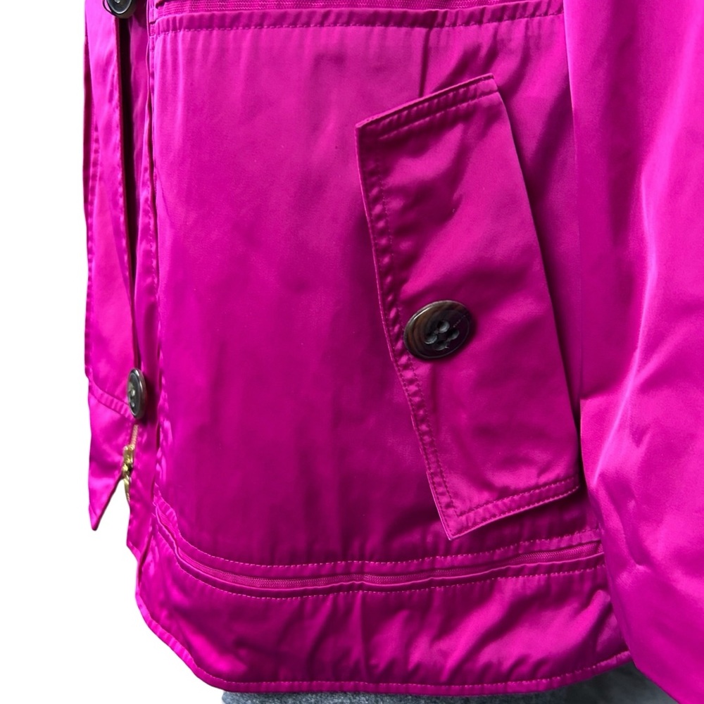 Escada Windbreaker Jacket Size 10 Convertible Collar Lightweight Rain Coat Pink - Picture 11 of 16